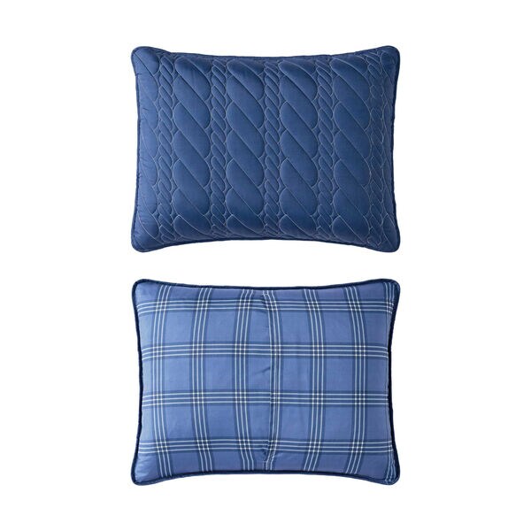 Rope Stitch Blue King Quilt Set