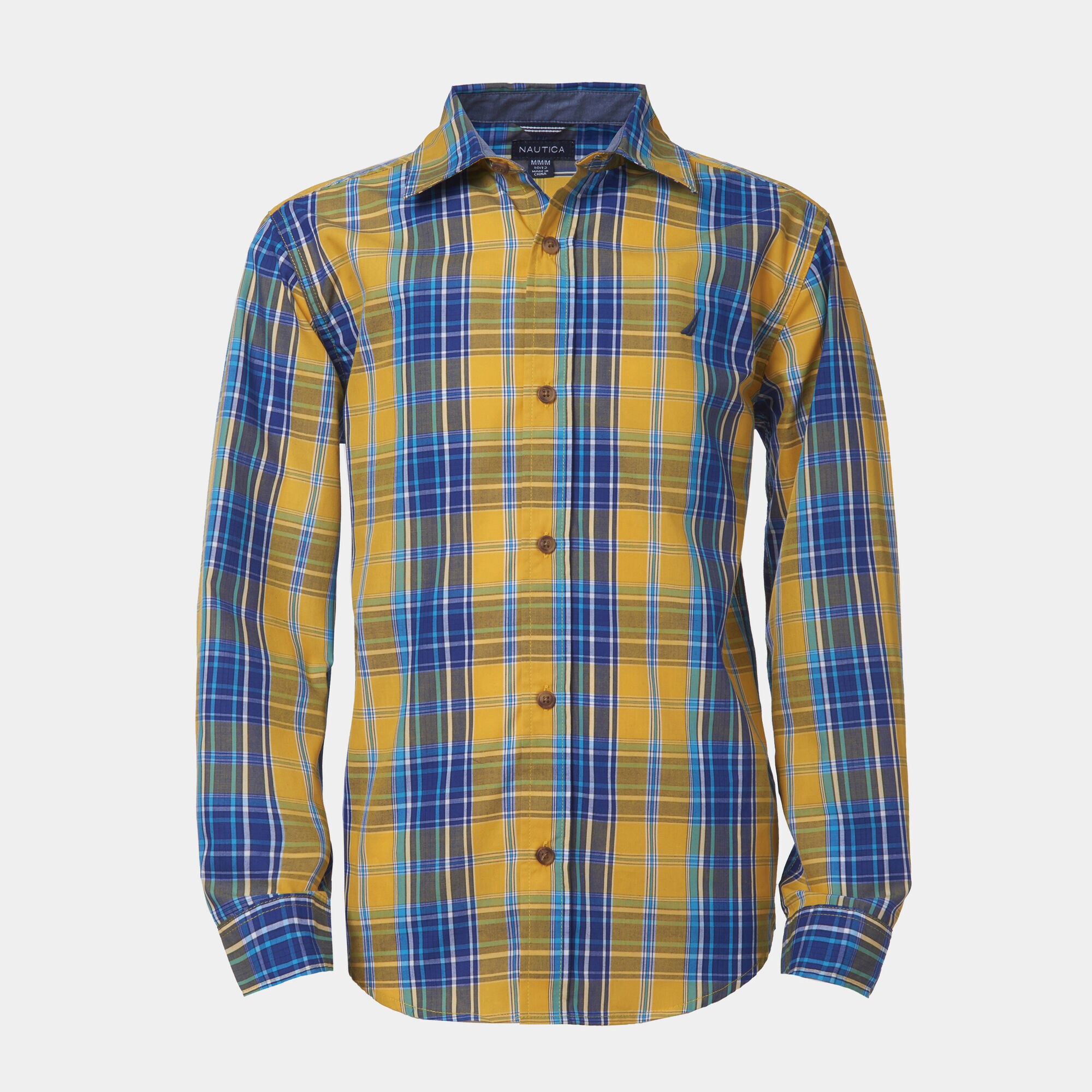 BOYS' PLAID WOVEN BUTTON-DOWN SHIRT (8-20),Sisal,large