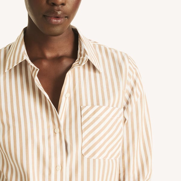 Striped Roll-Tab Sleeve Shirt