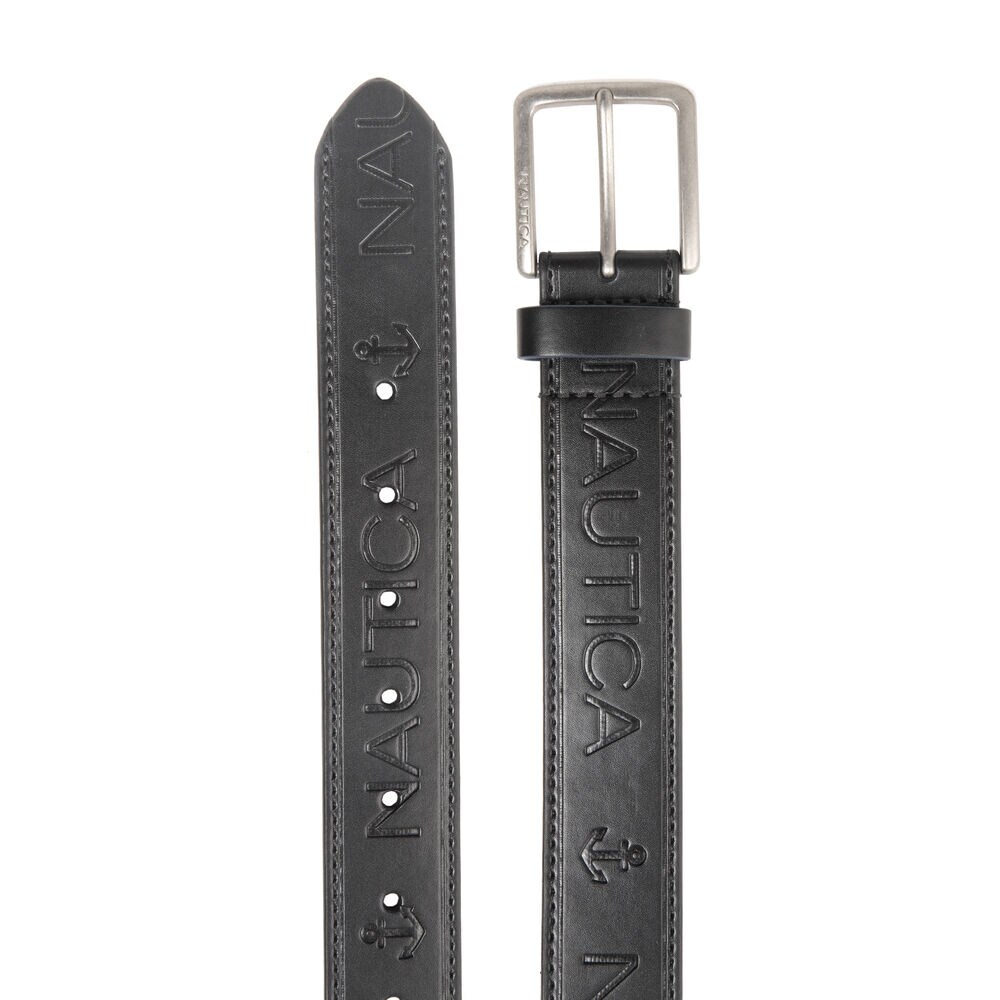 LOGO EMBOSSED BELT IN BLACK,True Black,large