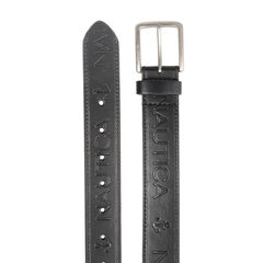 LOGO EMBOSSED BELT IN BLACK,True Black,large