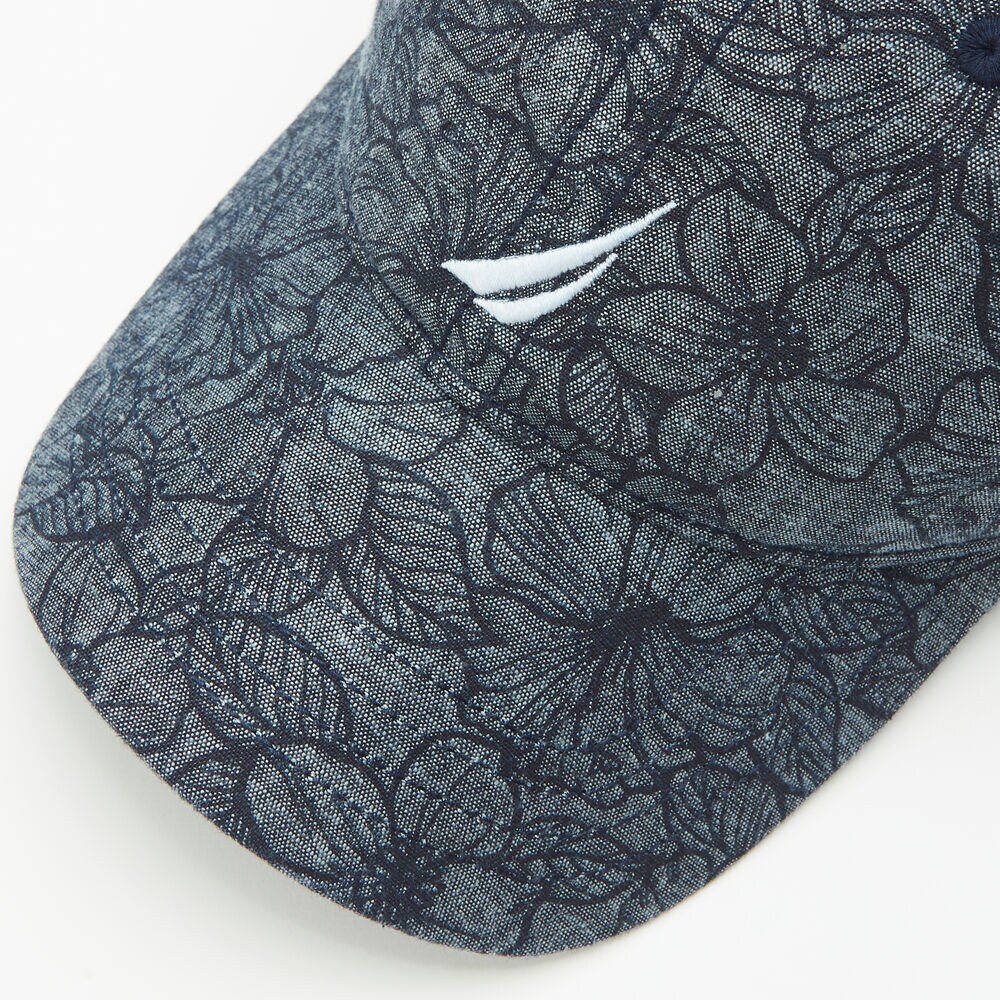 FLORAL PRINT CAP,Sinker Blue Denim Wash,large