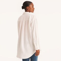 Solid Linen Tunic,Bright White,large