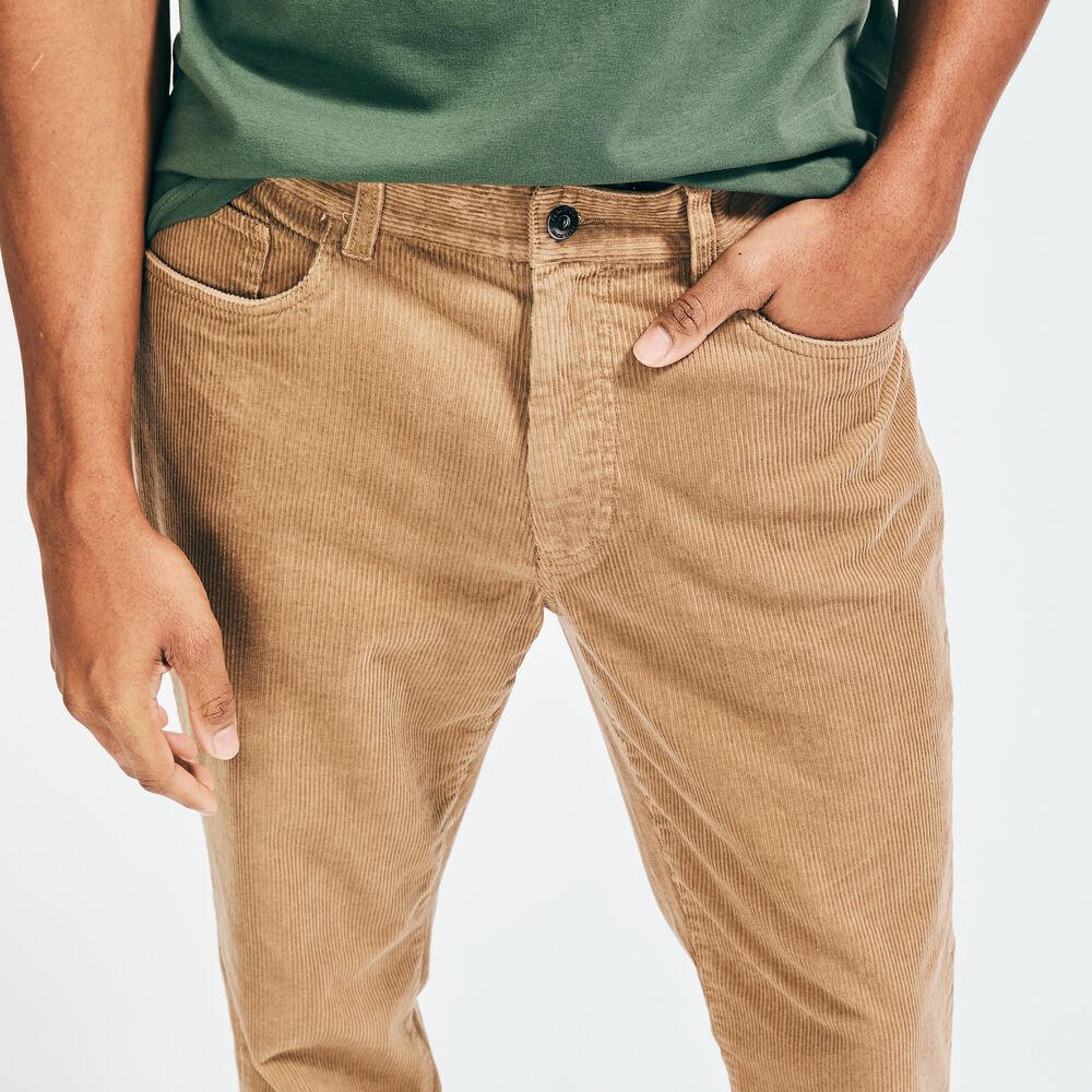 STRAIGHT FIT CORDUROY PANT,Dark Brown,large