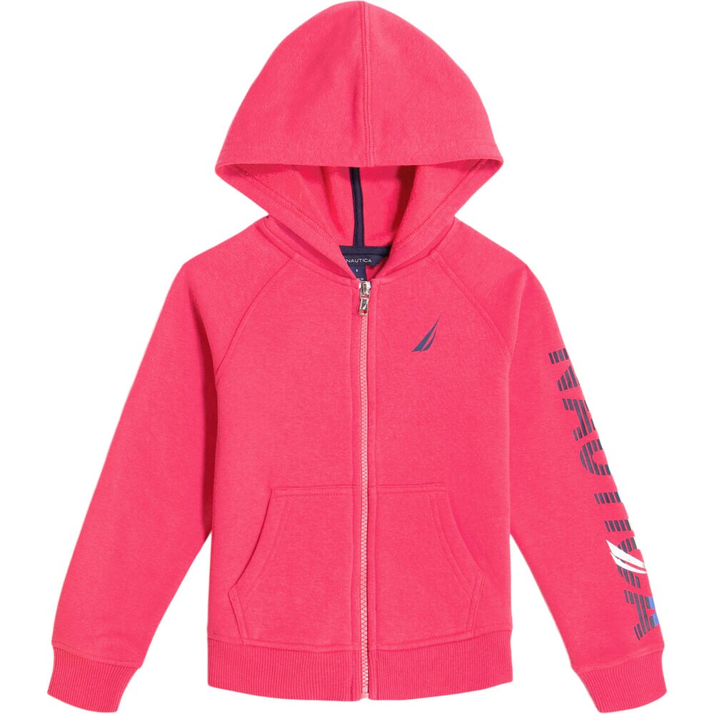 LITTLE GIRLS' LOGO SLEEVE FULL-ZIP HOODIE (4-6x),Dark Acacia,large