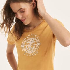 Sustainably Crafted Sailing Logo Graphic T-Shirt,Golden Apricot,large