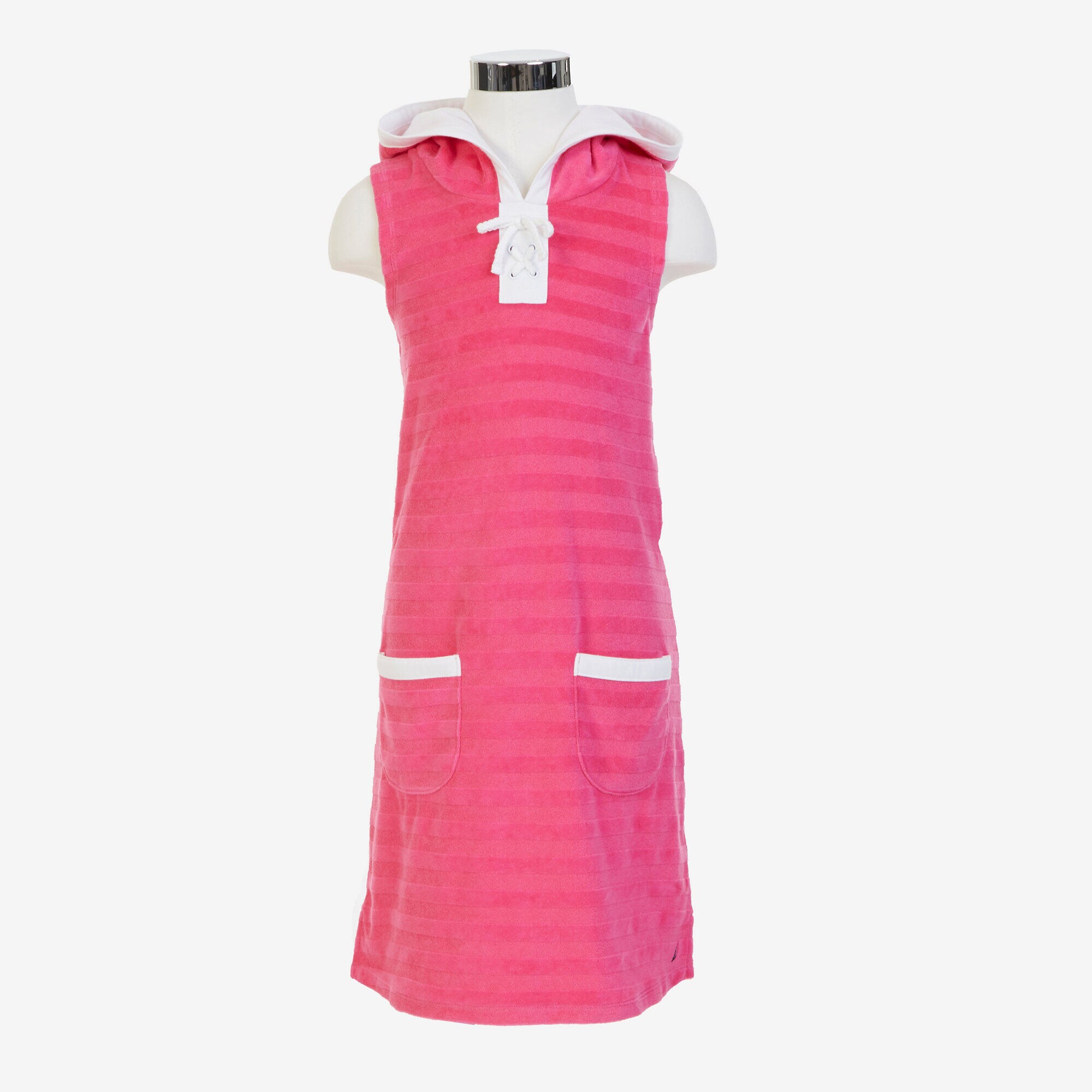 Little Girls' Striped Terry Swim Cover-Up (2T-7),Plum Classico,large