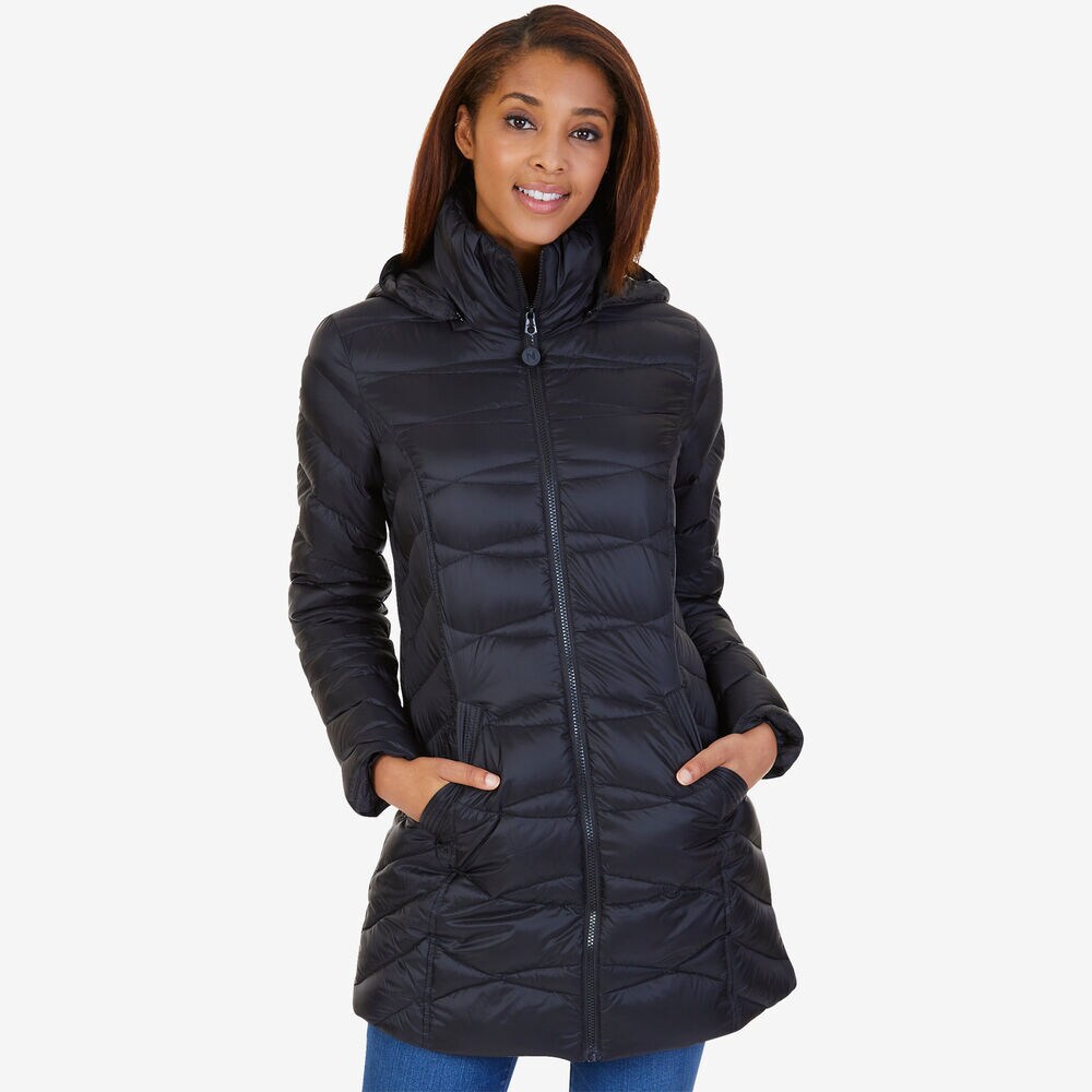 Lightweight Puffer Coat,True Black,large