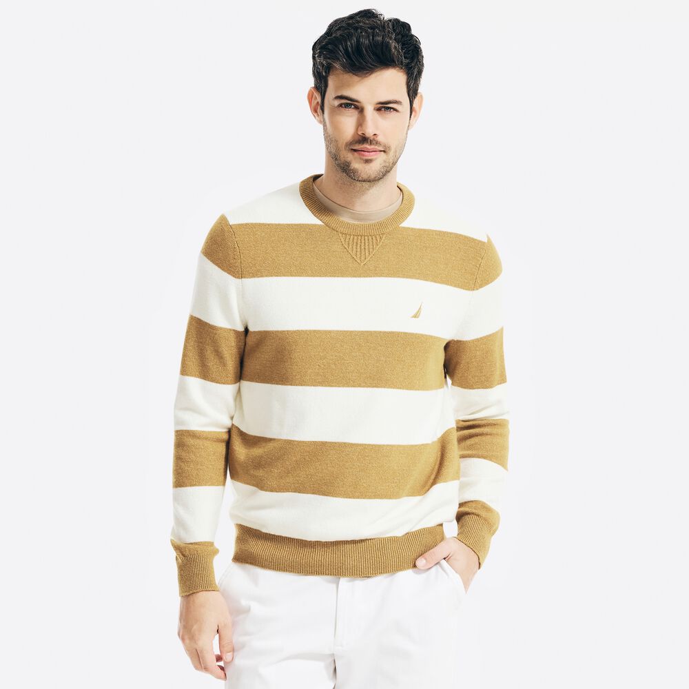 SUSTAINABLY CRAFTED STRIPED SWEATER,ALL SPICE,large