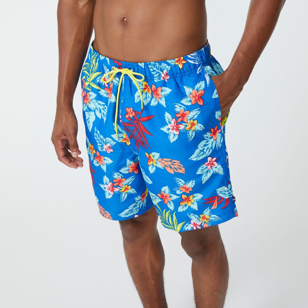 8" FLORAL PRINT SWIM,True Navy,large