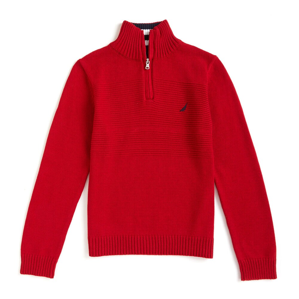 Boys' Empire Solid Quarter-Zip Sweater (8-20),Dark Acacia,large