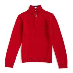 Boys' Empire Solid Quarter-Zip Sweater (8-20),Dark Acacia,large