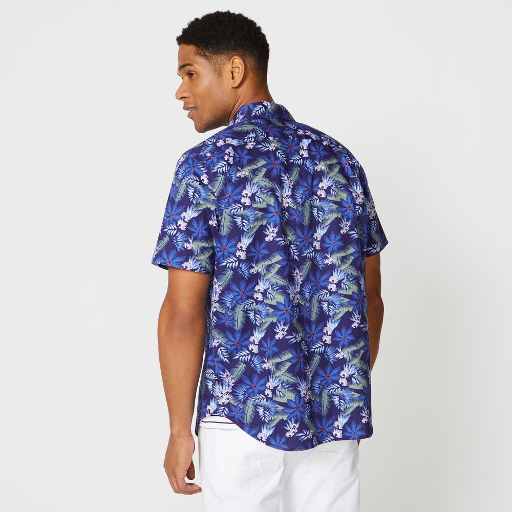 TROPICAL PRINT SHORT-SLEEVE SHIRT,J Navy,large