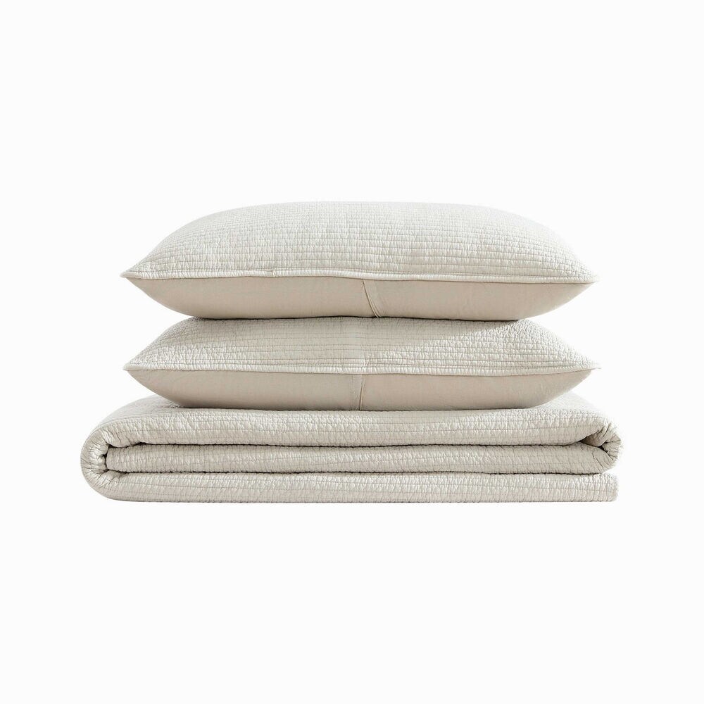 Seashore Stitch Beige Full/Queen Quilt-Sham Set,Vicuna,large