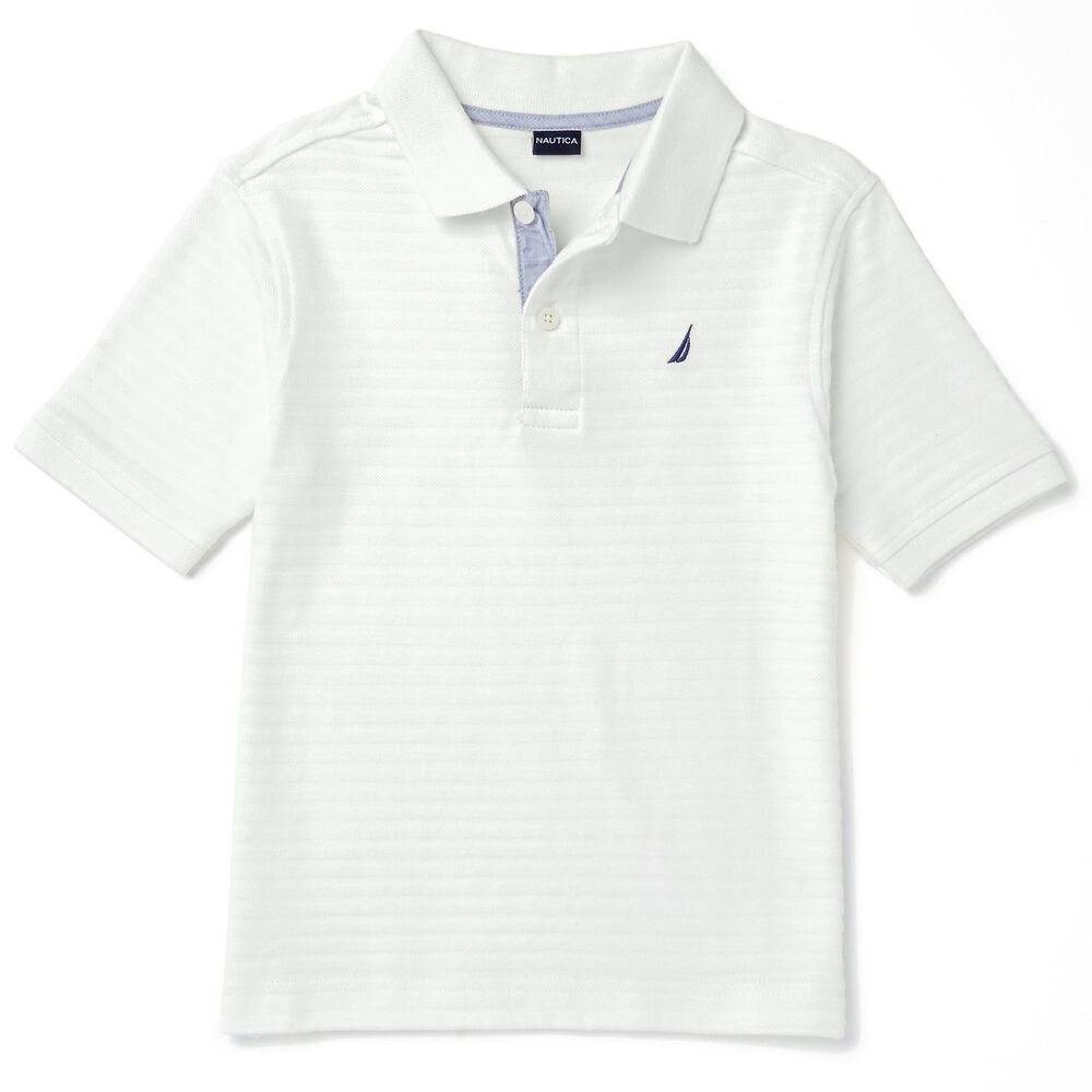  Boys' Textured Stripe Polo Shirt (8-16),Chalk,large