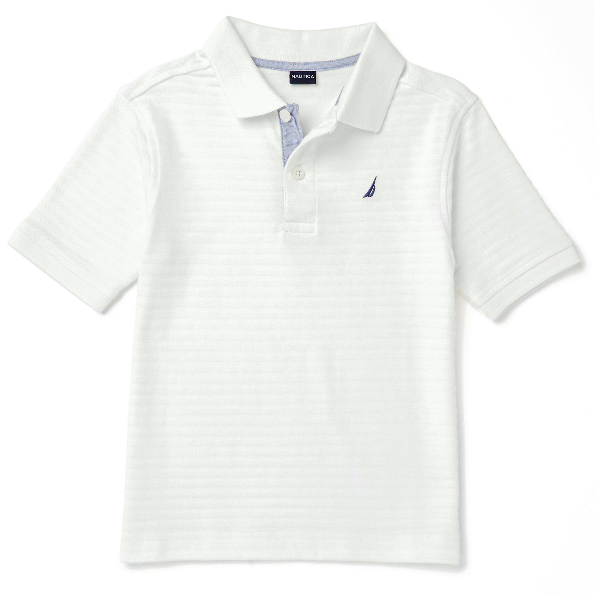  Boys' Textured Stripe Polo Shirt (8-16),Chalk,large