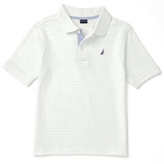  Boys' Textured Stripe Polo Shirt (8-16),Chalk,large