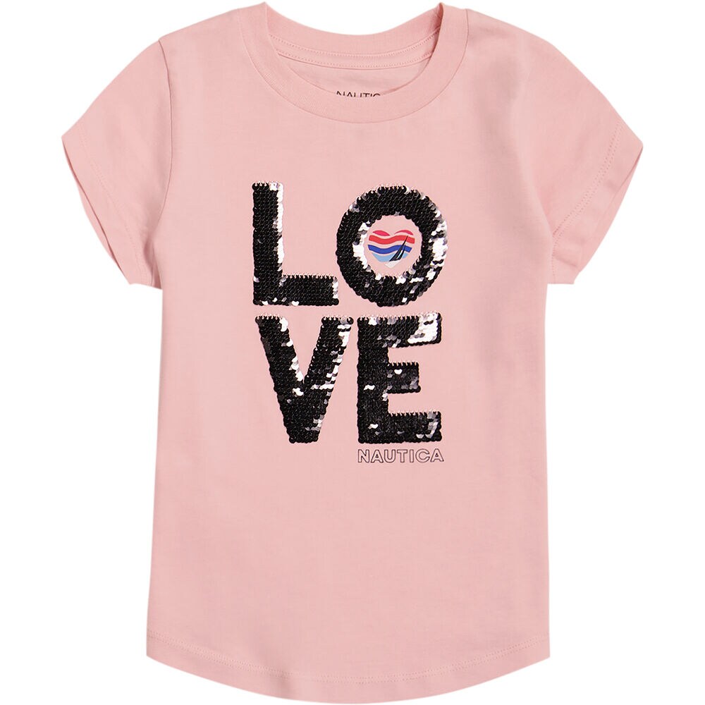 LITTLE GIRLS' LOVE HEART T-SHIRT (4-6x),Tomato,large