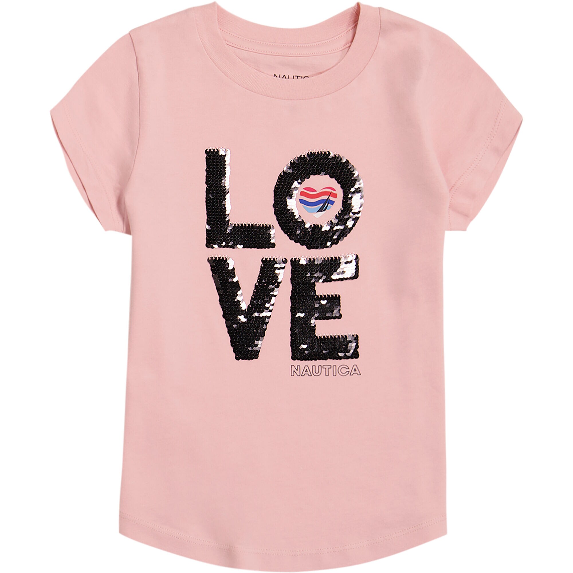 LITTLE GIRLS' LOVE HEART T-SHIRT (4-6x),Tomato,large
