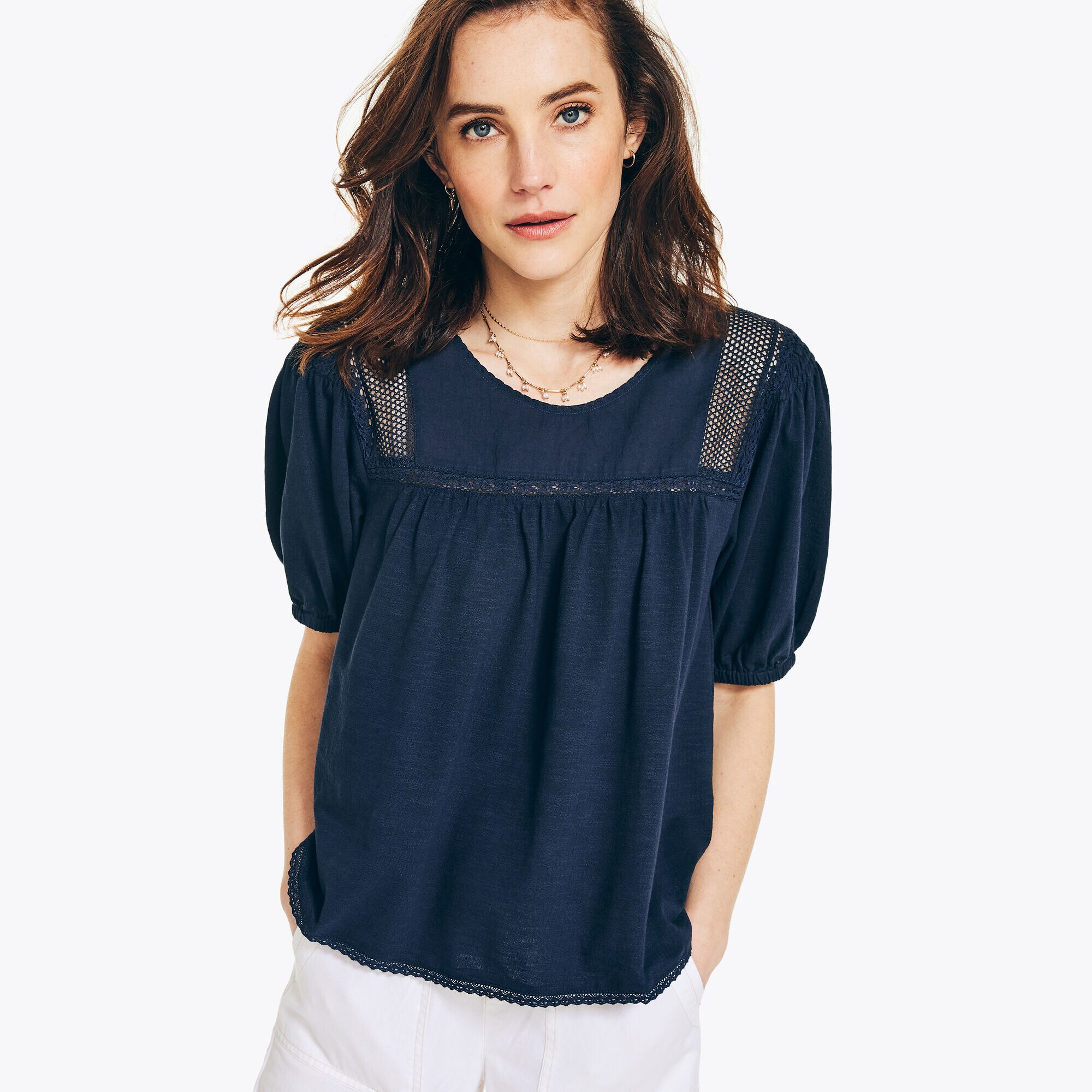 MIXED MEDIA TOP,Stellar Blue Heather,large