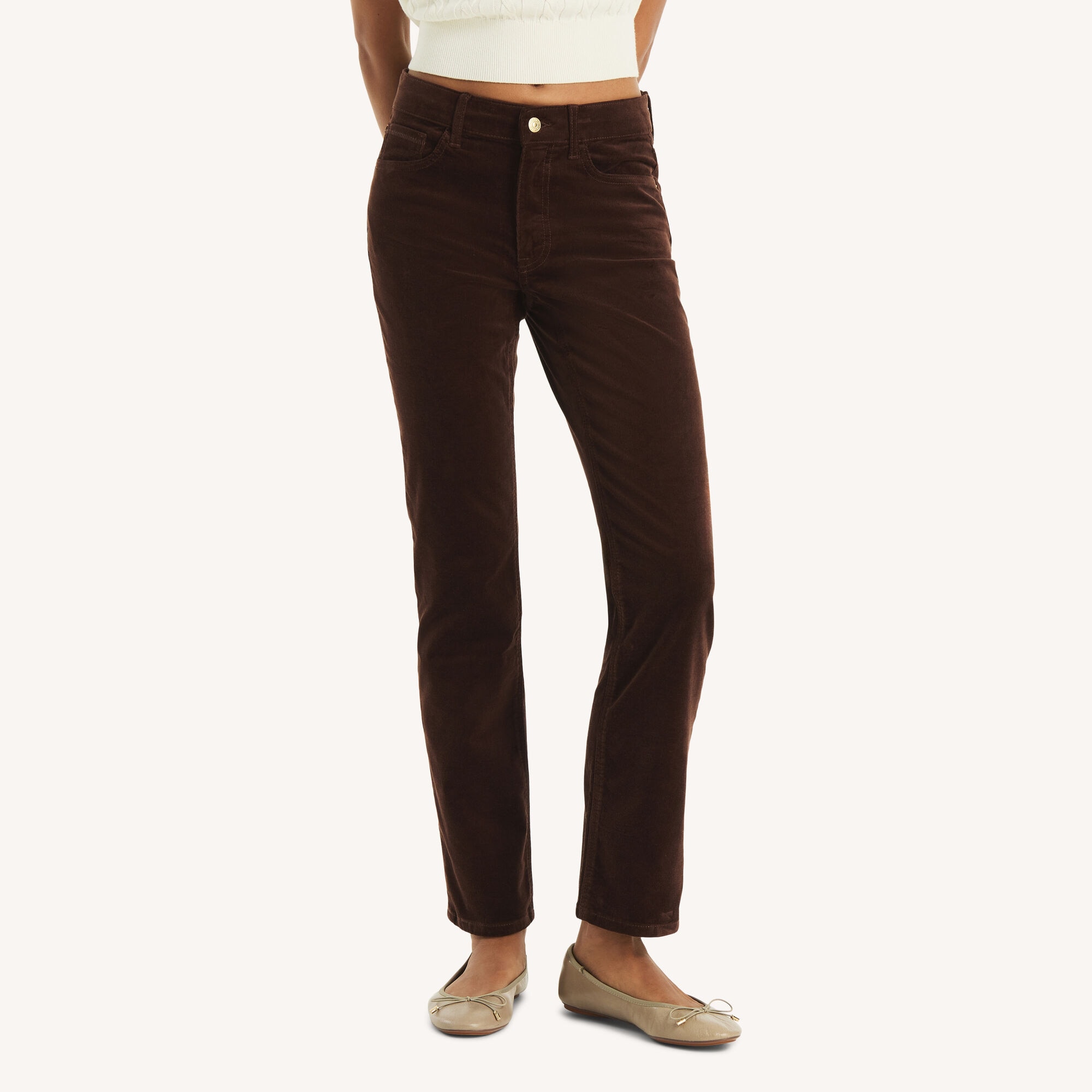 Straight Leg Corduroy Pant,Cream,large