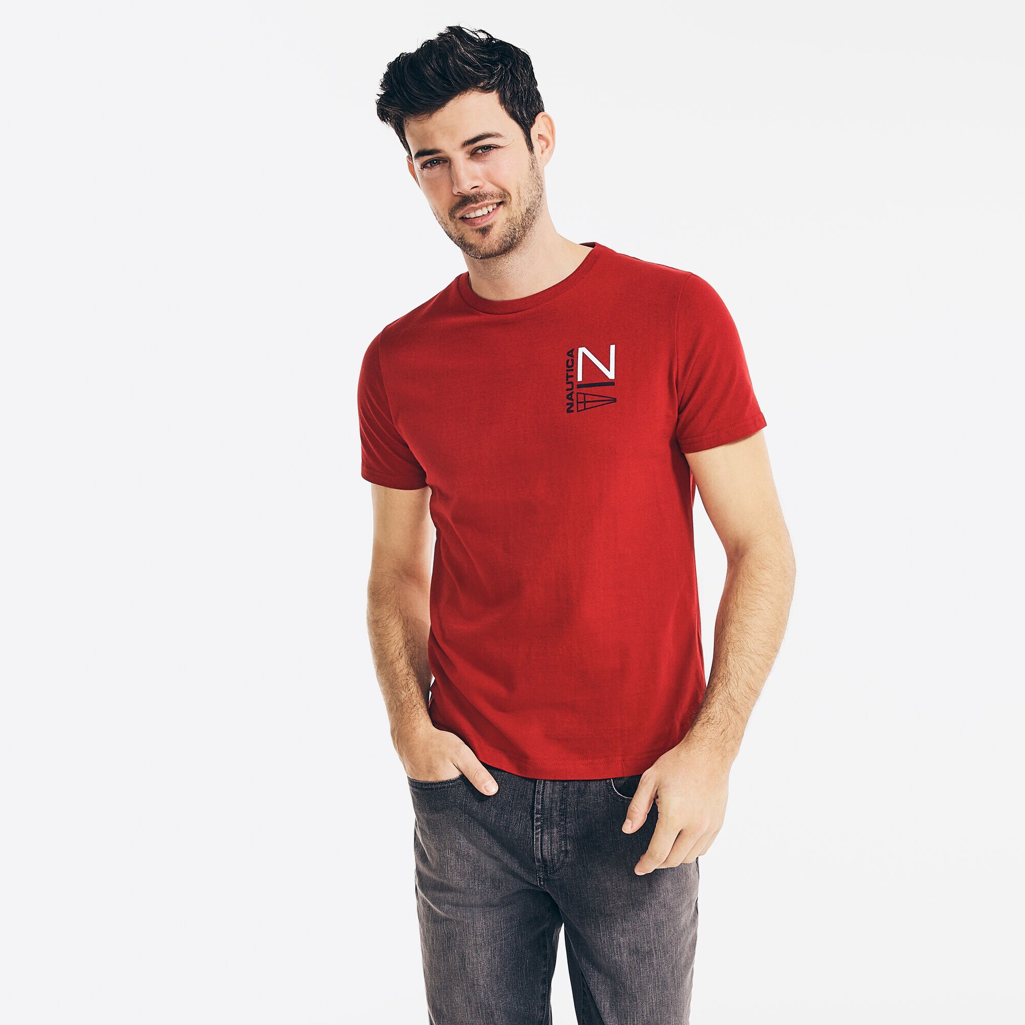 LOGO GRAPHIC T-SHIRT,Nautica Red,large