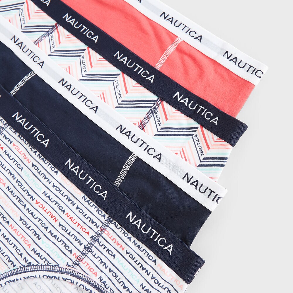DIAGONAL STRIPE LOGO BRIEFS, 4-PACK,Navy,large