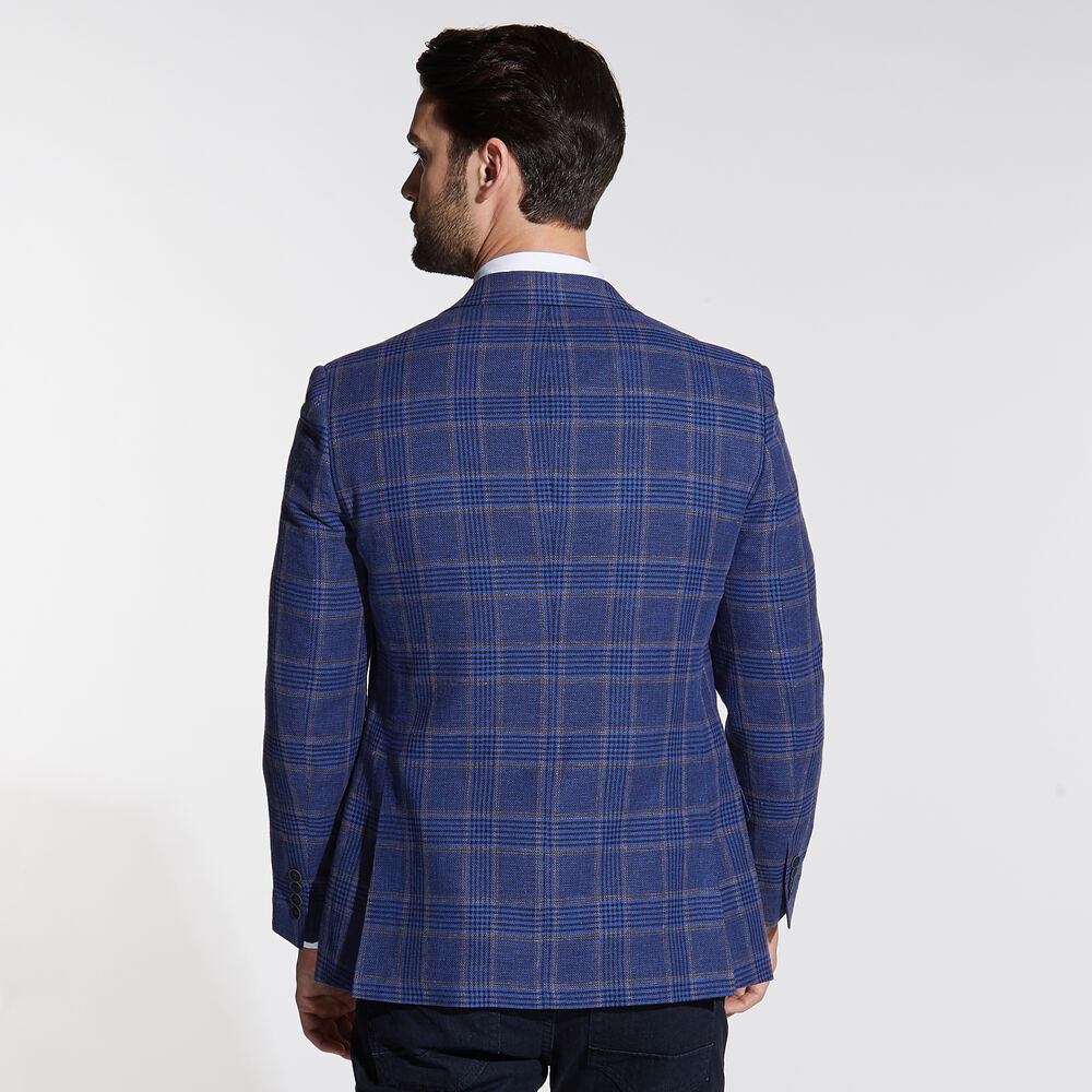 BRIELLE STRETCH COTTON JACKET IN PLAID,Ice Blue,large