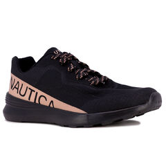 LOGO-STRAP KNIT SNEAKER,Black,large