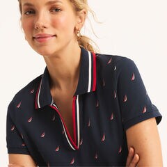 Printed Ocean Polo Dress,Stellar Blue Heather,large