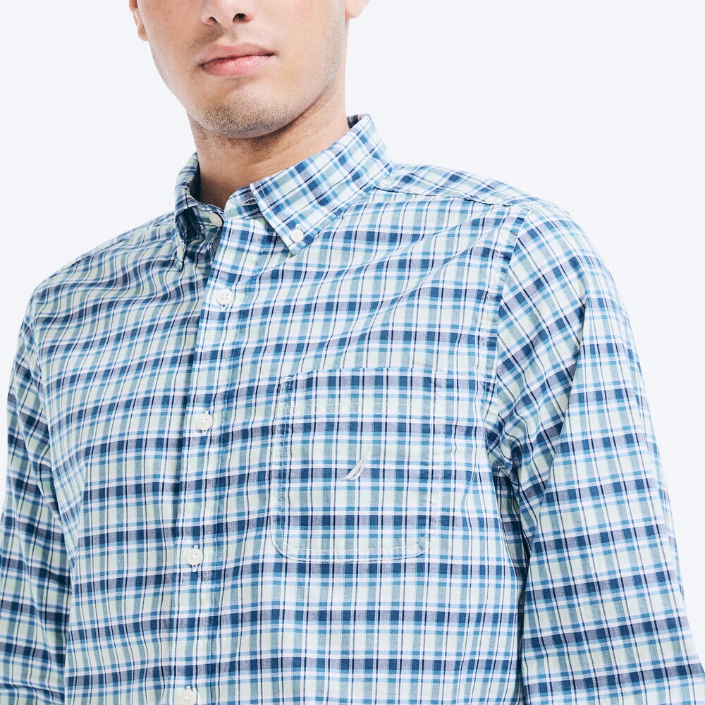 CLASSIC FIT PLAID SHIRT,Ash Green,large