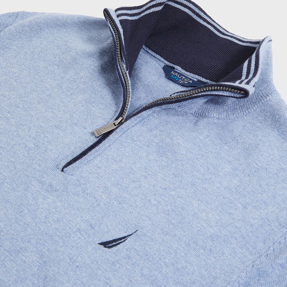 BIG & TALL NAVTECH QUARTER-ZIP SWEATER,Anchor Blue Heather,large