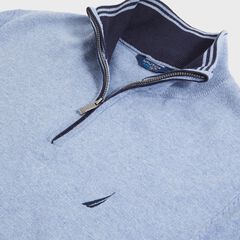 BIG & TALL NAVTECH QUARTER-ZIP SWEATER,Anchor Blue Heather,large