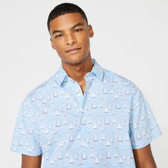 NAVTECH BOAT PRINT SHORT SLEEVE SHIRT,Varsity Blue Wash,large