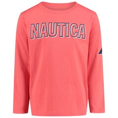 BOYS' LAYERED LOGO LONG-SLEEVE T-SHIRT (8-20),Seaside Red,large