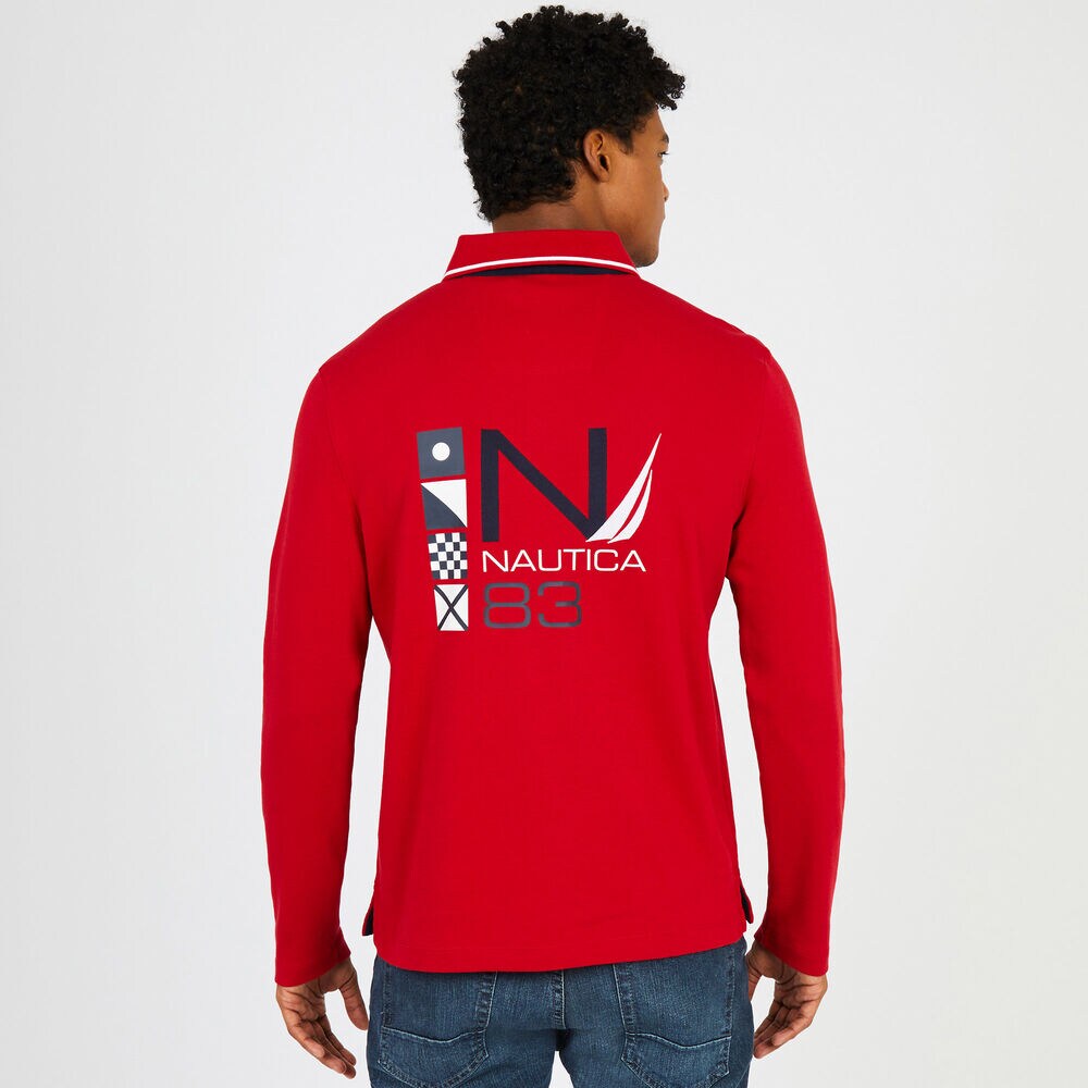 Sailing Flags Long Sleeve Classic Polo Shirt,Nautica Red,large