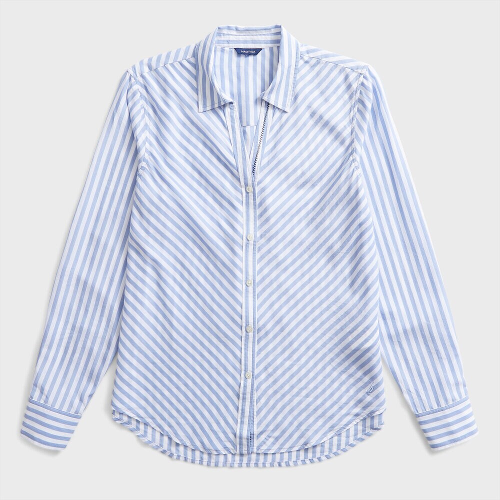 SUSTAINABLY CRAFTED STRIPED SHIRT,Smokey Indigo Wash,large