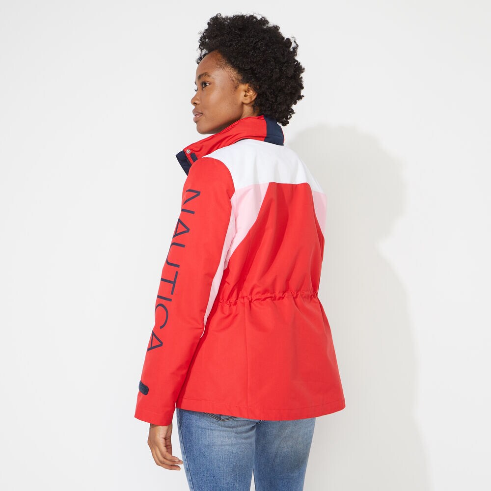 COLORBLOCK LOGO HOODED JACKET,Tomales Red,large