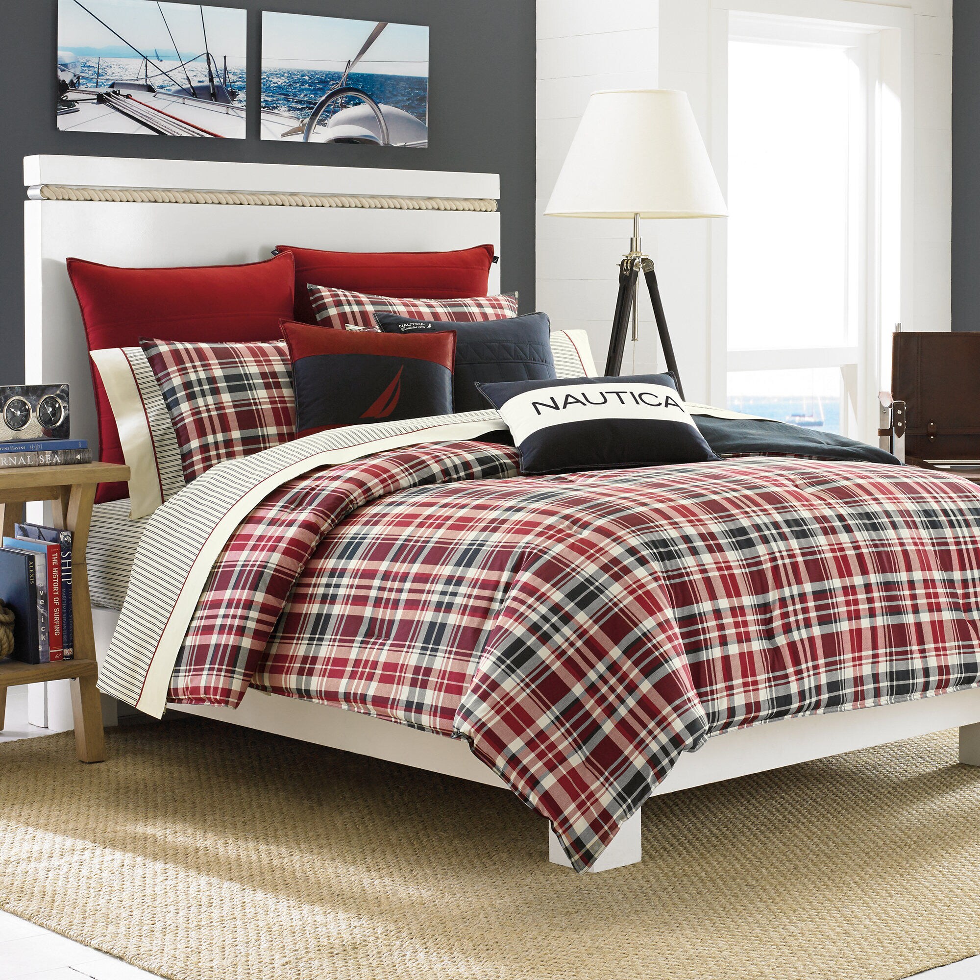 Mainsail Plaid Twin Comforter Set,Navy,large