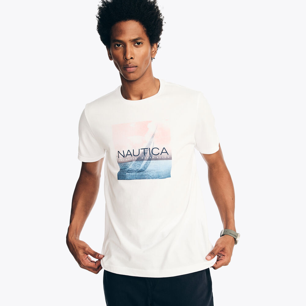 Sky & Ocean Graphic T-Shirt,Bright White,large