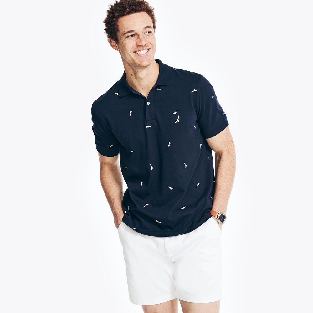 CLASSIC FIT PRINTED POLO,Navy,large