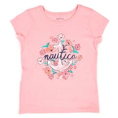 Little Girls' Floral Anchor Tee (4-6X),Reckoning Red,large