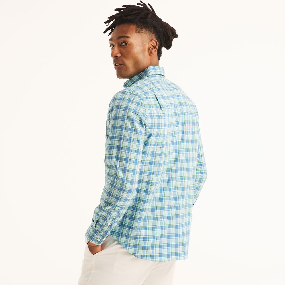 Plaid Poplin Shirt,Light Tide Water Wash,large