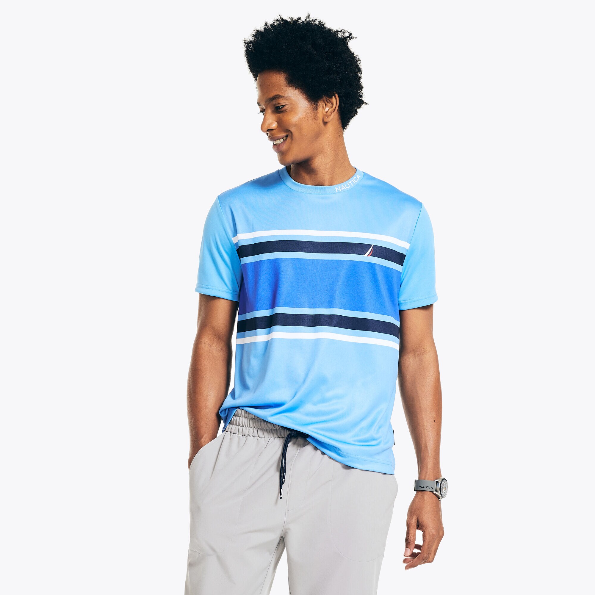 Navtech Colorblock T-Shirt,Azure Blue,large