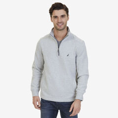 Nautica Big & Tall Quarter Zip Pullover,Grey Heather,large