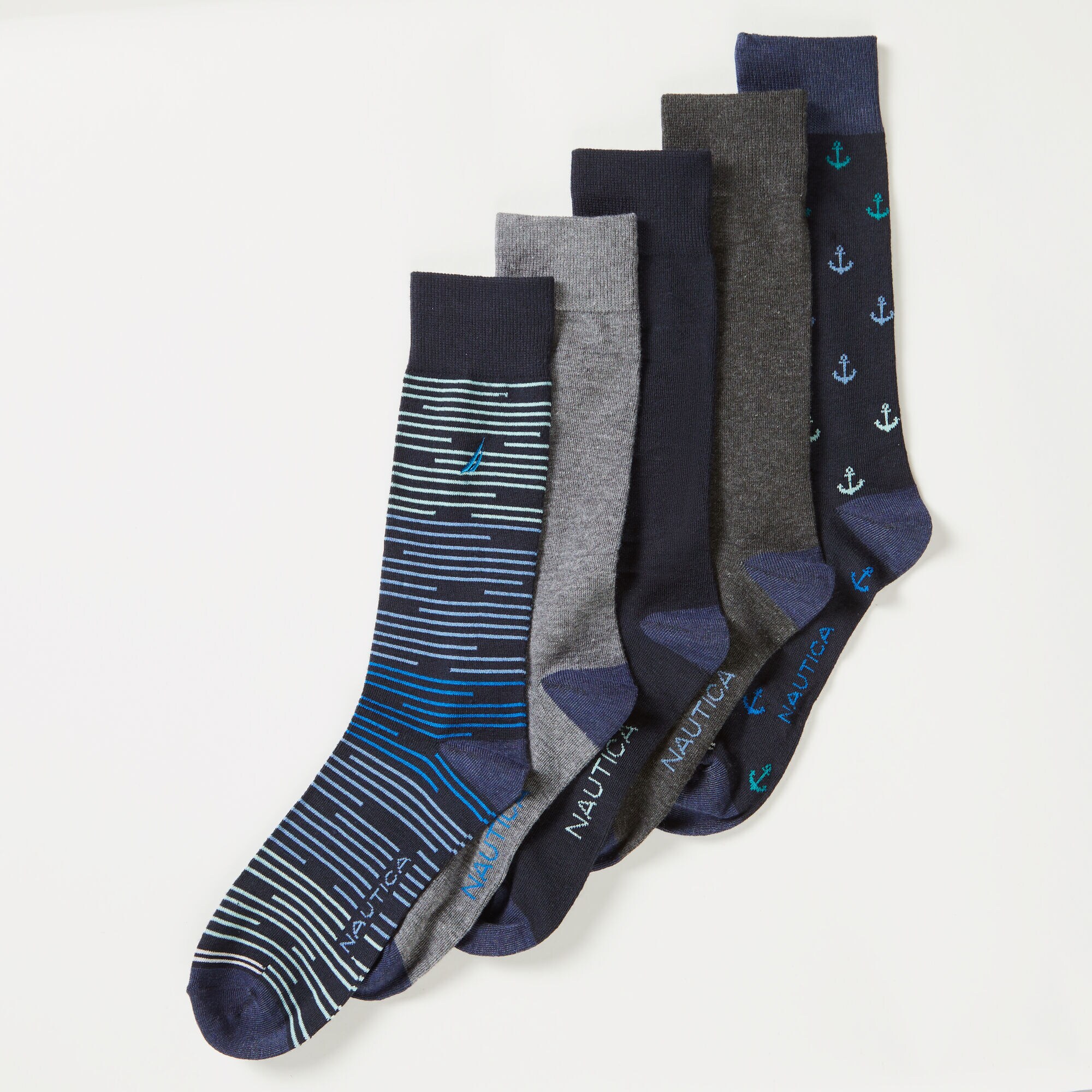CLASSIC STRIPE DRESS SOCKS, 5-PACK,Black,large