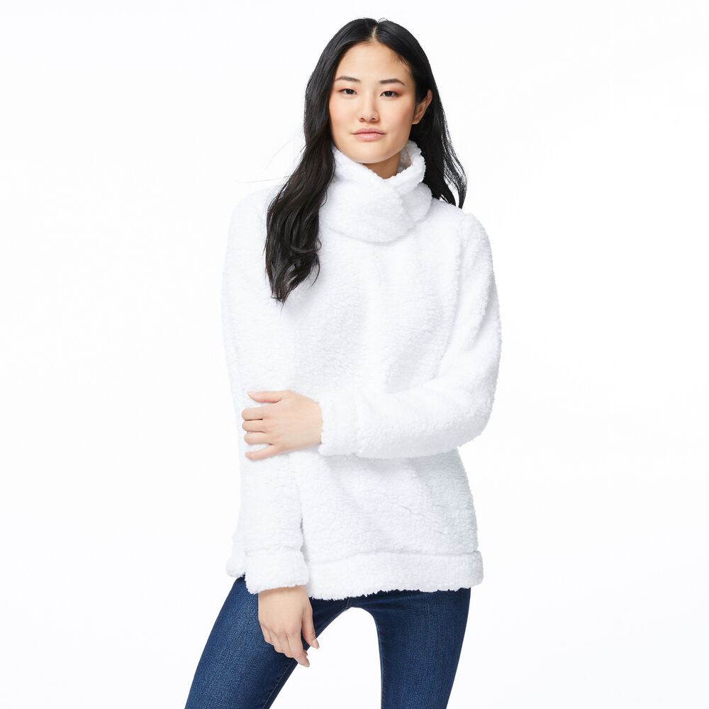 SHERPA MOCK NECK SWEATER,Bright White,large