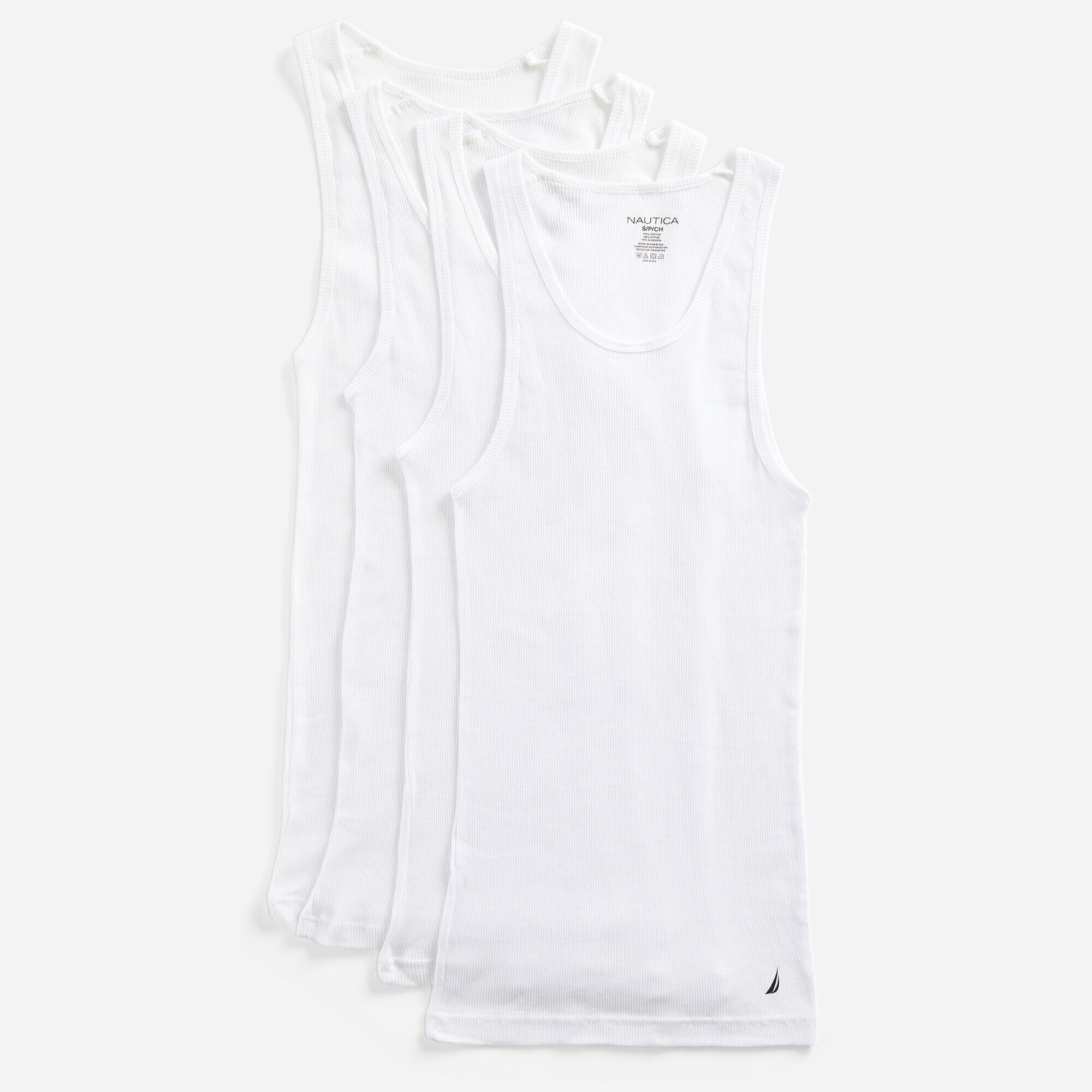 RIBBED TANK TOP- 4-PACK,Antique White Wash,large