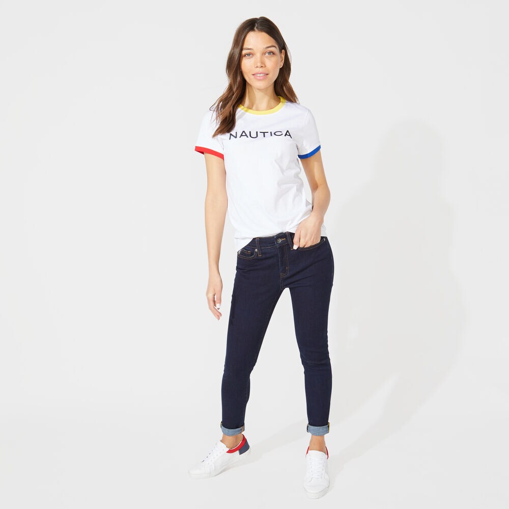 COLORBLOCK NAUTICA LOGO RINGER T-SHIRT,Bright White,large