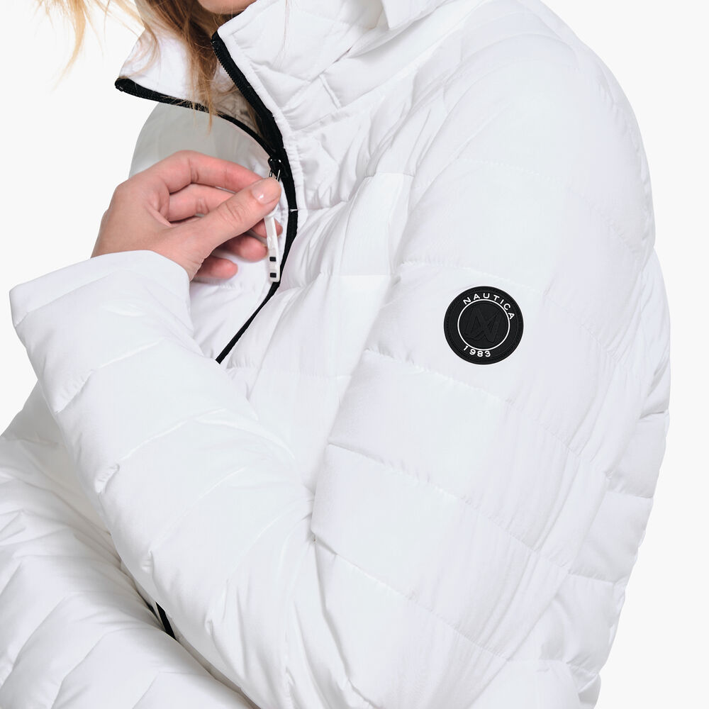 Short Puffer Jacket With Removable Hood,Bright White,large